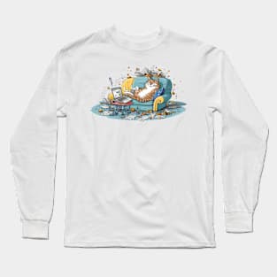 Purrcrastination - Procrastinating Cat Long Sleeve T-Shirt